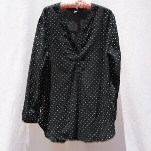 Black and White Polka Dot Long Sleeve Tunic Blouse - Old Navy (XL)